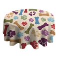 thumbnail image 4 of Paw Prints and Bones Round Tablecloth 60"x60",Wrinkle Wipeable Table Cloth for Kitchen Dining Room Picnic Patio Party, 4 of 6