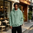 thumbnail image 6 of Domuza Fleece Hooded Sweatshirt for Men Casual Long Sleeve Hoodies Pullover Fashion Drawstring Hoodie with Kanga Pocket Mint Green 3XL, 6 of 7