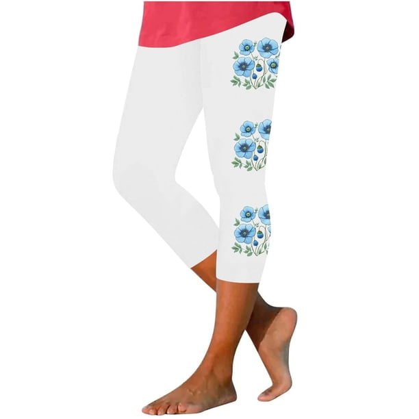 Pantalones de Ajuste Seco Mujeres Impresas Leggings Recortados Casuales, Pantalones Elásticos Transpirables para el Yoga Y el Uso Diario