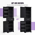 thumbnail image 5 of Tall Bathroom Storage Cabinet with 2 Storage Doors, 72“ Narrow Storage Cabinet with 4 Adjustable Shelves and Drawer, Standing Pantry Cupboard for Kitchen, Dining Room, Living Room, Black, 5 of 7