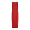 thumbnail image 3 of Efsteb Womens Dresses Crew Neck Long Tank Dress Fashion Casual Sundresses Solid Color Comfy Sleeveless Summer Dresses (Red,L), 3 of 4