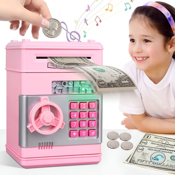 CYFW Kids Piggy Bank for Girls - Toys for 5 6 7 8 9 10 Year Old Girl Birthday Gifts Piggy Bank Girls - Electronic Piggy Bank Atm Machine Money Safe for Kids Toys Age 6-8-10