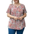 thumbnail image 2 of a.Jesdani Women's Plus Size Tunic Tops Short Sleeve V Neck Casual Blouses M-4X, 2 of 10
