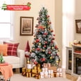thumbnail image 2 of Costway 7 FT Flocked Christmas Tree Artificial Xmas Tree with 270 Branch Tips &Pine Needles, 2 of 10