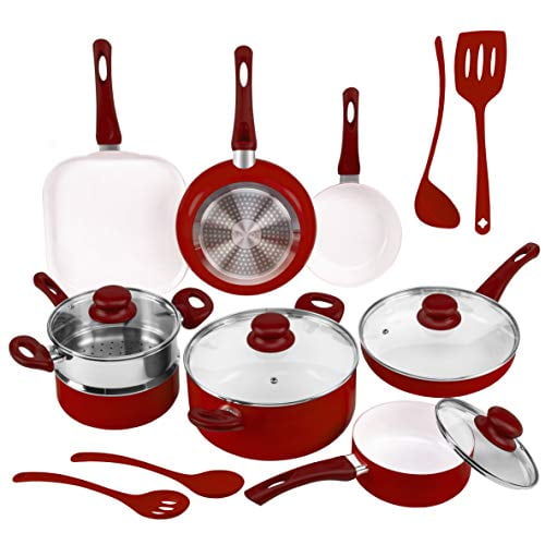 Ivation Ceramic Cookware 16Piece Nonstick Cookware Set with
