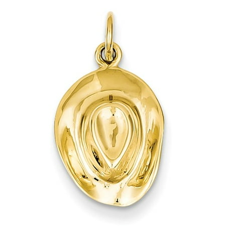 14k Yellow Gold Hat Charm Pendant