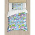 thumbnail image 3 of Unicorn Duvet Cover Set Queen Size, Repeating Pattern Mystical Ancient Beast Purity Grace Friendship Symbol Graphic Art, Decorative 3 Piece Bedding Set with 2 Pillow Shams, Multicolor, by Ambesonne, 3 of 3