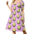 thumbnail image 1 of Vestido rosa de manga corta con estampado de pelota de tenis, ropa de mujer, vestido de verano, vestidos para fiesta de graduación, ropa de verano para mujer., 1 of 7