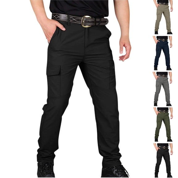HAJWOH Cargo Pants for Men Relaxed Fit Waterproof Pants with Pockets Ripstop Work Construction Pant