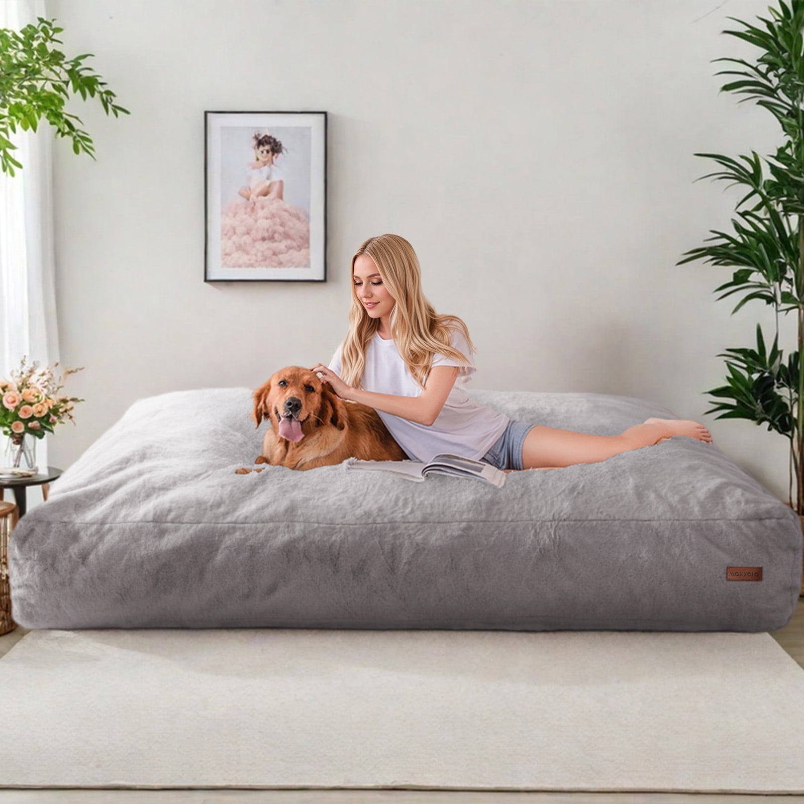 BYBYME Giant Convertible Indoor Bean Bag Bed, Grey