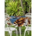 thumbnail image 4 of Outdoor Tablecloth with Umbrella Hole Zipper Leopard Stripes Round Tablecloth 54" Waterproof Outside Table Cloth Farmhouse Brown Black Animals Texture Patio Table Cover Tablecloths for Picnic Party, 4 of 8