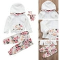 thumbnail image 2 of Bilo Store Infant Baby Girl Floral Pattern Long Sleeve Hoodie and Pants 3 pcs Cotton Outfit (80/6-12 Months, White+Headband), 2 of 2