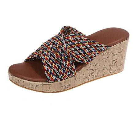 

Babysbule Womens Clearance Sandals Women Casual Footwear Thick Bottom Slope Heel Platform Beach Shoes Sandals