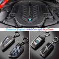 thumbnail image 5 of Phmnkl Alloy Car Key Case Rings Cover Holder for BMW 1 3 5 7 Series 530 F48 X1 X2 X3 X4 X5 X6 Classic Engine Head Concept (A Style Carbon Fiber), 5 of 5
