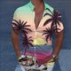 thumbnail image 2 of Camisas Hombre Vestir Hombres Casual Manga corta Primavera Verano Turndown Neck 3D Impreso Camisas Moda Top Blusa Camisas (Purple, S), 2 of 4