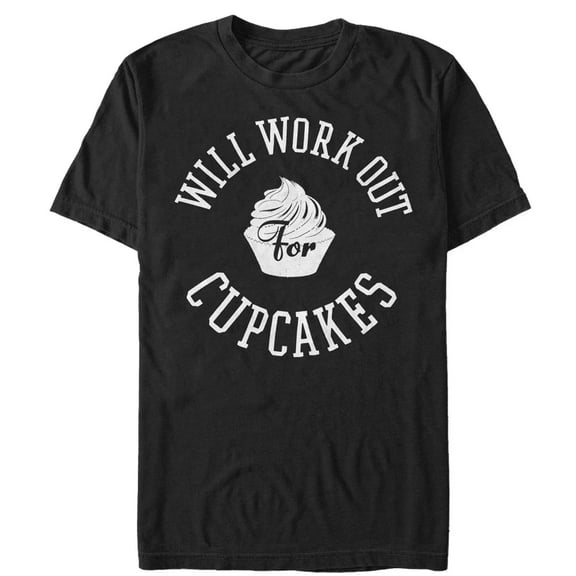 Women's CHIN UP Work Out for Cupcakes Boyfriend Graphic Tee Black Small