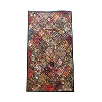 Mogul Indian Kutch Tapestry Patchwork MIRROR HAND Embroidered BANJARA Table Throw Wall Hanging