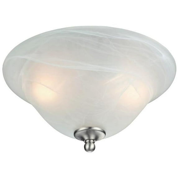Westinghouse 62287 - 2 Light (Medium Screw Base) 13.2" Fallon Semi Flush Satin Platinum Finish with White Alabaster Glass Ceiling Light Fixture