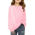 thumbnail image 3 of Jinhomg Oversized Hooded Pullover for Kids Fall Winter Comfy Long Sleeve Crew Neck Sweatshirt Casual Loose Solid Hoodies Little Boys Girls Daily WearPink 9 Years, 3 of 7