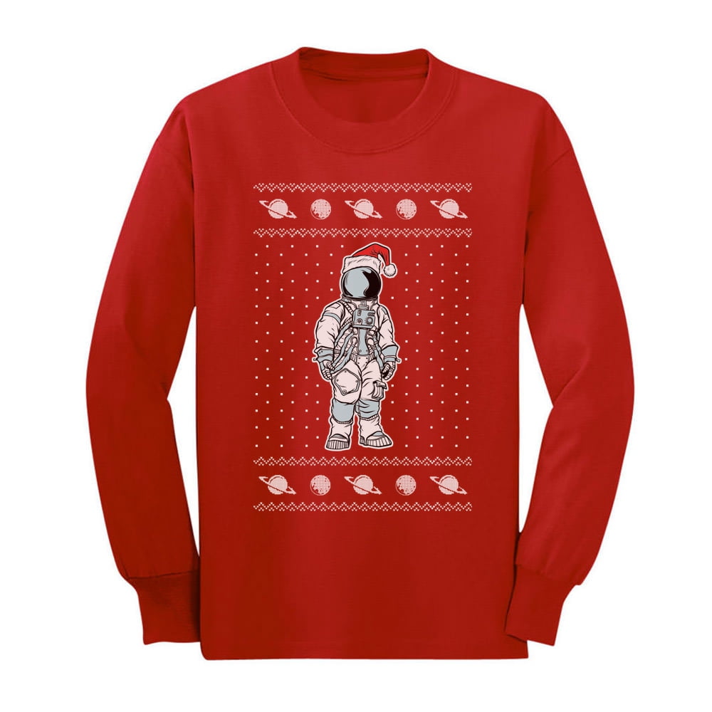 Astronaut in Space Ugly XMAS Sweater Black Womens Long Sleeve T-Shirt 