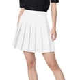 thumbnail image 4 of Women Girls Short Skirts High Waist Pleated Skater Tennis Skirt Summer Solid Color Cotton Linen Skirt Anti-Exposure Safety A Line Mini Skirts, 4 of 9