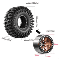 thumbnail image 2 of 4pcs 98mm 1.9inch Metal Beadlock Wheel Rim Rubber Tire Set for 1/10 RC Crawler Car TRX4 D90 D110 Axial SCX10, Sliver, 2 of 4