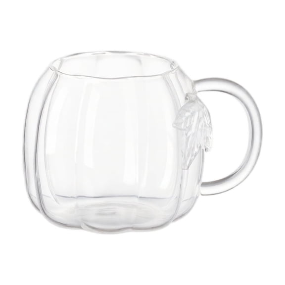 StlyGar Pumpkin Shaped Glass Mug, Halloween & Autumn Drinking Cup, Decorative Glassware for Home Tabletop, Fall Harvest Beverage Mug for Coffee, Tea, Juice Clear