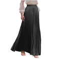 thumbnail image 2 of yillto Women's Pleated Midi Skirts High Waist Elastic A Line Long Skirt for Fall Winter, 2 of 7