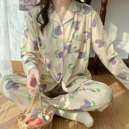 

PIKADINGNIS Pijama Set Womens Sleepwear Tops Long Pyjamas Set Spring Autumn Homewear Women Casual Sleepwear Nightwear Pajama Sets Pyjama