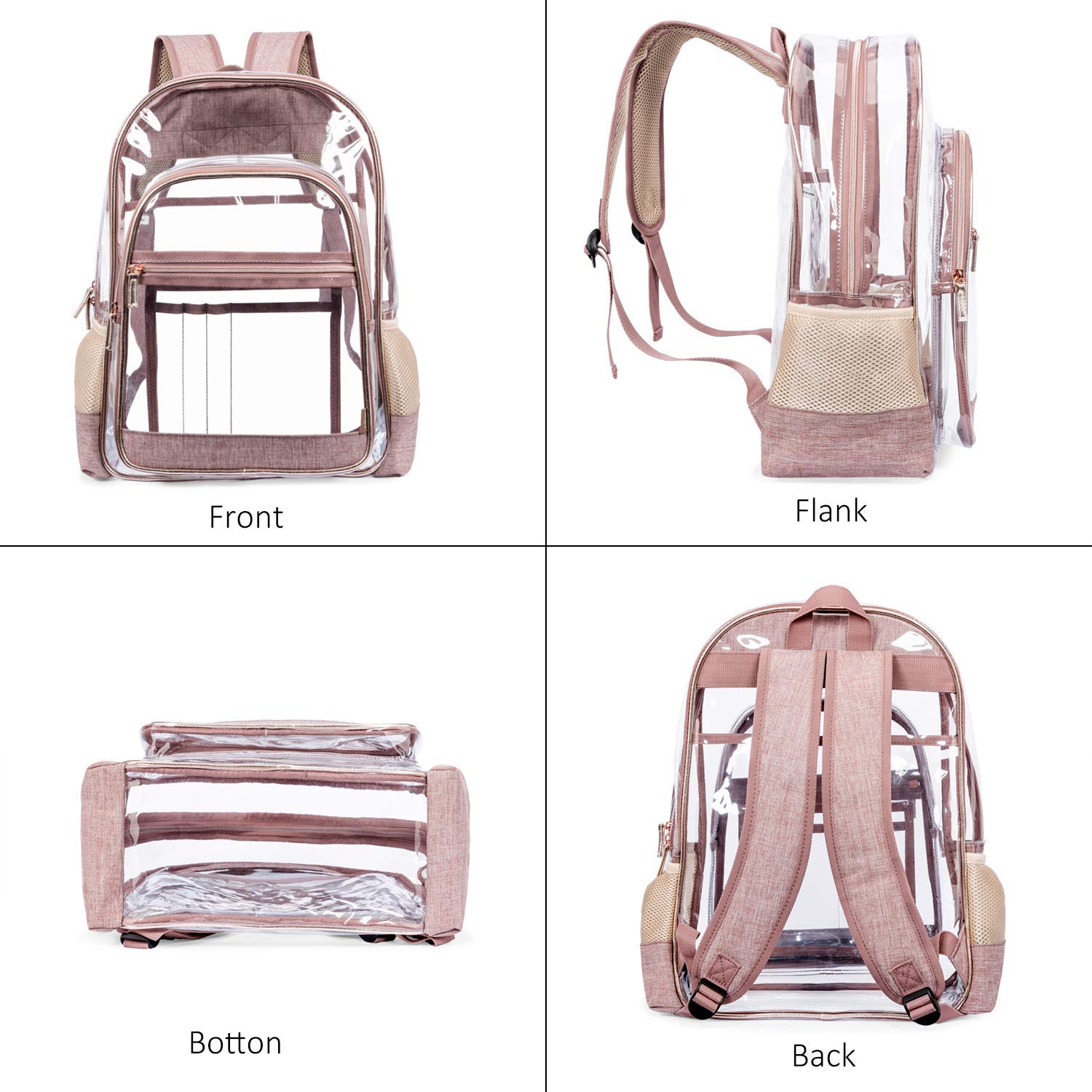 Clear backpack rose gold hot sale