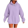 thumbnail image 2 of Busydd Hoodies for Women Casual Loose Solid Color Fleece Long Sleeve Tops for Women Fashion Comfortable Drawstring Womens Hoodie with Pockets, 2 of 5