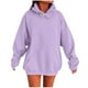 thumbnail image 3 of Sudaderas de moda,Sudadera informal con capucha para mujer, color liso, cuello redondo, manga larga, corte holgado, mezcla de poliéster, ropa de calle cómoda para uso diario, sopatenor, 3 of 9