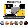thumbnail image 5 of Reloj de pared de madera silencioso que no hace tictac, amarillo, negro, gris, abstracto, geométrico, minimalista, cuadrado, rústico, decoración para el hogar, cocina, sala de estar, oficina (12 pulg, 5 of 5