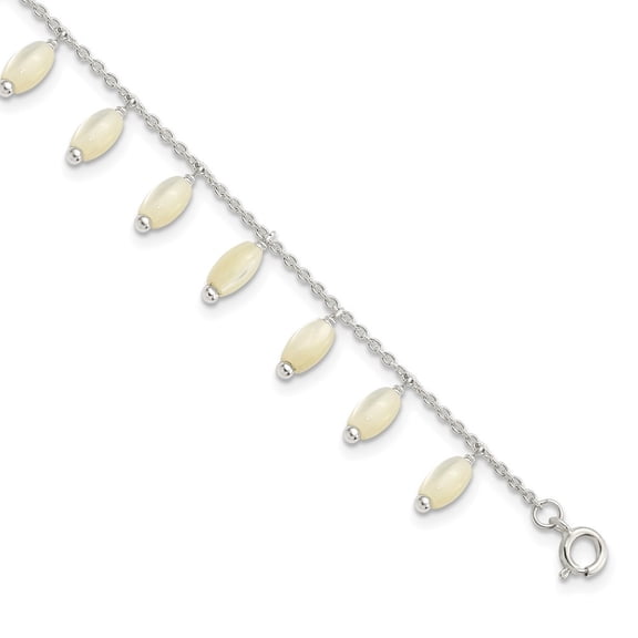 Auriga Fine Jewelry 925 Sterling Silver Polished MOP 7.5 inch w/1.25 in ext. Bracelet for Women