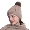thumbnail image 4 of SYMOID Winter Hat for Women, Cable Knit Cuffed Beanie with Faux Faux Fur Pom Pom Hats,Size Free Size, 4 of 4