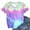 Purple, variant on Women Tie Dye V-Neck Shirts Summer Vintage Tunic Tops Fashion Casual Swing Short Sleeve Shirts Blouse Soft Tee