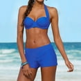 thumbnail image 2 of Sngxgn Women Bikini Set Solid Color Triangle Two Piece Swimsuit(Blue,L), 2 of 5