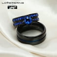 thumbnail image 4 of His and Hers Wedding Ring Sets Couples Rings Black Gold Plated Round Blue Cz Stainless steel band, 4 of 6