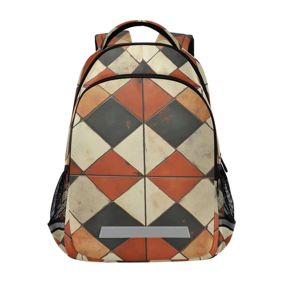 FORMRS Kids School Backpack Elementary Student Unisex Travel Bookbag with Reflective Stripes, Checkered Pattern