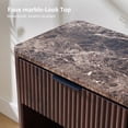 thumbnail image 3 of Hvoonc 24" Tall Fluted Walnut End Table with Drawer Set of 2, Modern Bedside Table with Faux Marble Top and Rounded Corners for Bedroom, 3 of 6
