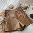 thumbnail image 6 of Beautyzll Kids Toddler Girls Waist PU Leather Shorts 3-16T A-Line Button Front Wide Leg Pants, 6 of 9