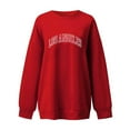 thumbnail image 5 of WREESH Women's Oversized Sweatshirt Trendy Letter Printed Long Sleeve Pullover Top Red, 5 of 5