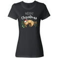thumbnail image 3 of Inktastic Merry Christmas Cute Sloth with Santa Hat and Lights Women's T-Shirt, 3 of 5