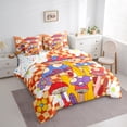 thumbnail image 3 of Homewish Kawaii Rainbow Mushroom 7-Piece Twin Bedding Sets,Cartoon Floral Daisy Bedding Comforter Set,Orange Plaid Sheet Sets For Girl Teens,Luxury Bedroom Decor Reversible, 3 of 8