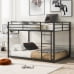 Full Over Full Metal Bunk Bed with Built-In Ladder & Full-Length Guardrails, Modern Sturdy Bed Frame, Easy Assembly