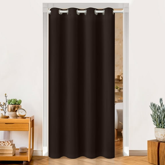 DONGPAI Blackout Curtains for Doorways and Closets, Privacy Door Curtain Room Divider Thermal Insulated Door Curtain, 1 Panel, 52" x 80", Brown