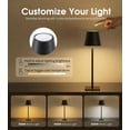thumbnail image 4 of UME 3 Pack Cordless Table Lamp, Rechargeable Waterproof Outdoor Table Lamps With 3 Color Temps and Stepless Dimming for Dinner Desk Cafe, Black, 4 of 7