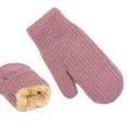 thumbnail image 3 of CUZIBR Winter Gloves Women Soft Fuzzy Lined Warm Knitted Mittens Finger Solid Color Thermal Cozy Thick Handwear For Running Driving Hiking, 3 of 9
