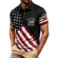 thumbnail image 5 of XinghaiYIDE Mens Polo USA Flag Star Stripes Printed Short Sleeve Button Placket Patriotic Holiday Polo Tee S-5XL, 5 of 5