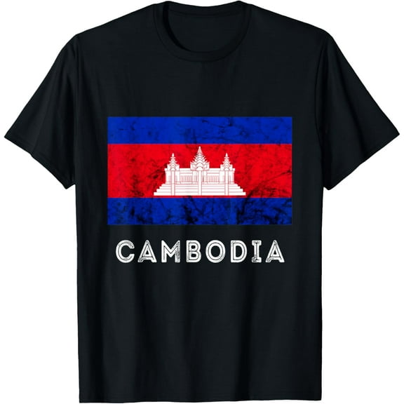 Cambodia Royal Palace Cambodian Flag Kampuchean Roots T-ShirtMen and women, Black T-shirt, size: Extra large